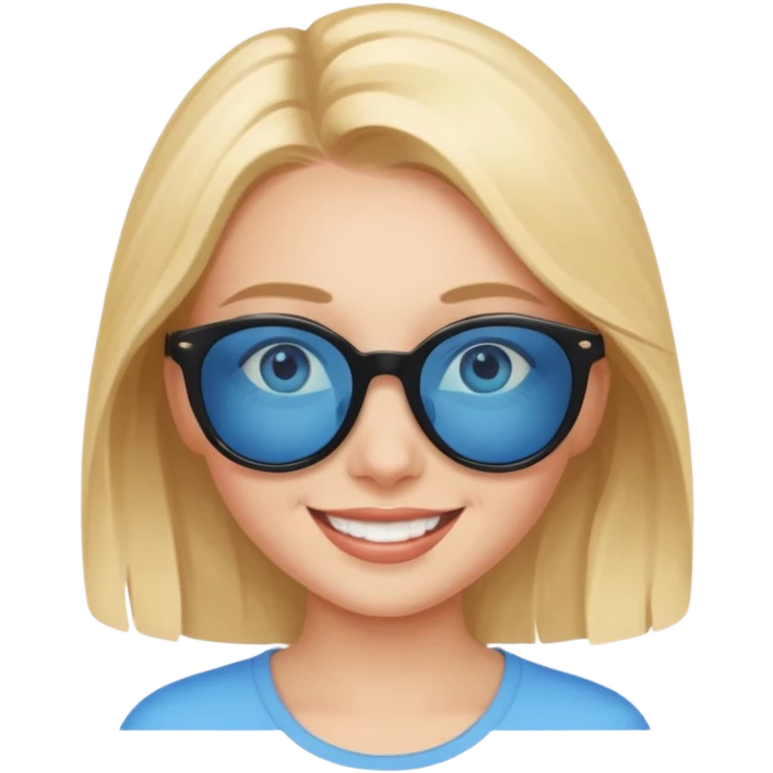 smiling girl with sunglasses blue eyes emoji