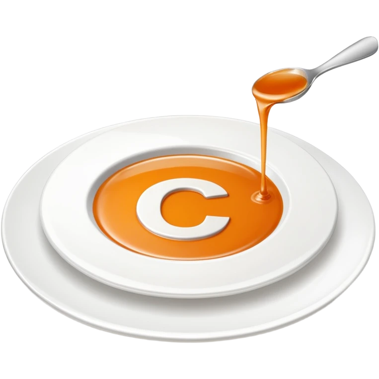 Minimal icon of a white plate with a thin sauce drizzle forming a clearly readable letter ‘C’, precise and unmistakable, in color #FF3D00. emoji