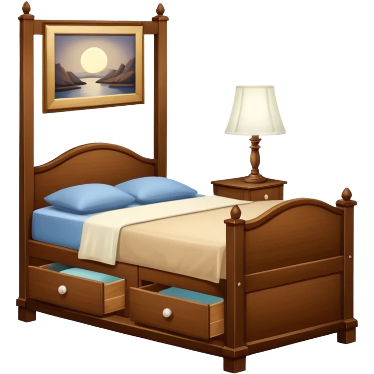 A Cupboard-commode-drawer-night-bed-stand furniture with a night lamp NEAR BED emoji