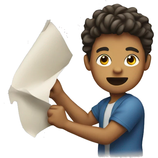 Boy ripping the paper emoji