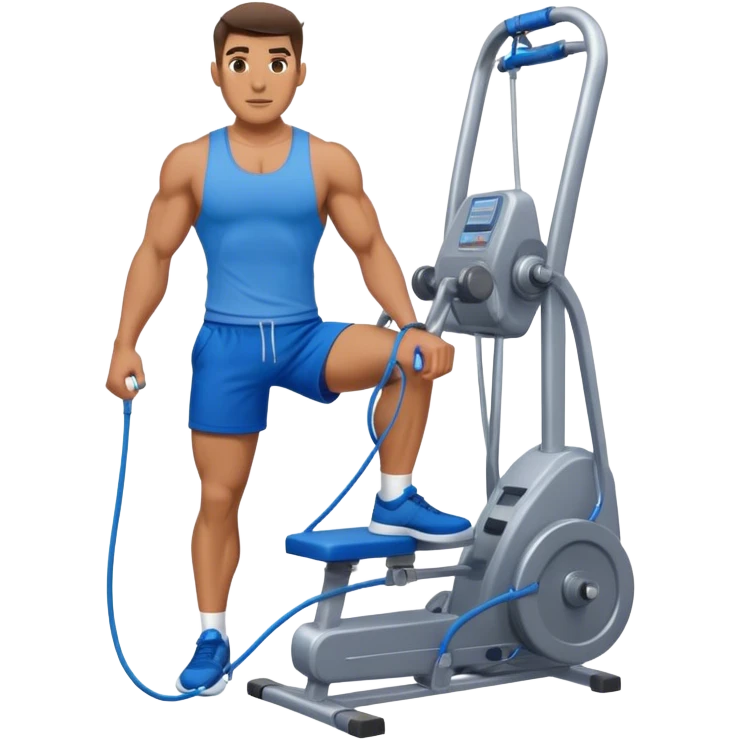 fit man with blue shorts using cable-machine emoji