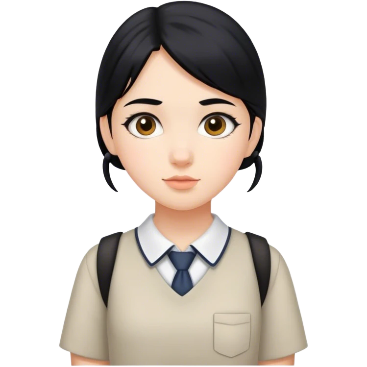 Black hair schoolgirl emoji