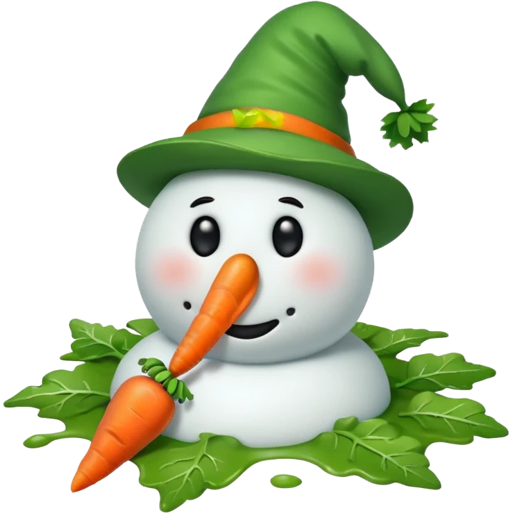 melting snowman with green hat emoji