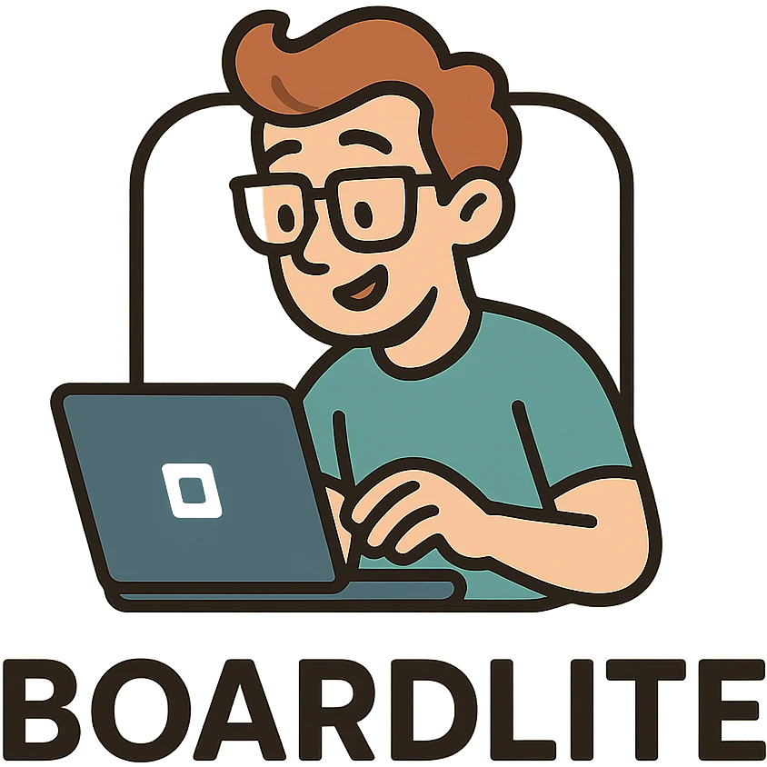 logo for an app called Boardlite, modern, clean, tech-inspired, minimal color palette, productivity and collaboration tool emoji