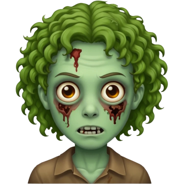 Zombie with lil bit curly medium brown hair emoji