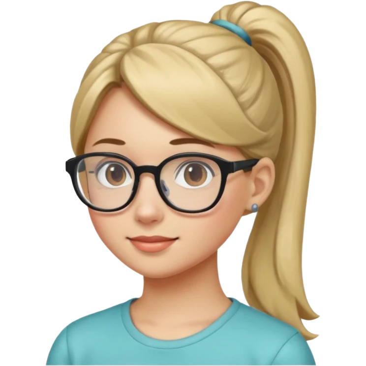 Ponytail Girl with Glasses emoji