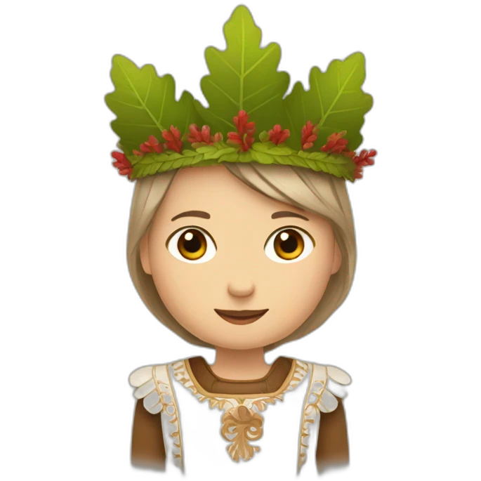 traditional Latvian costume with an oak leaf crown on the head emoji