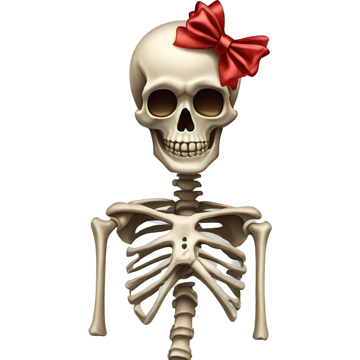 Skeleton with a coquette bow on￼ emoji