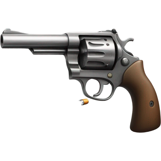 A revolver with a long cigarette sticking out the end of the barrel, with smoke rising  emoji