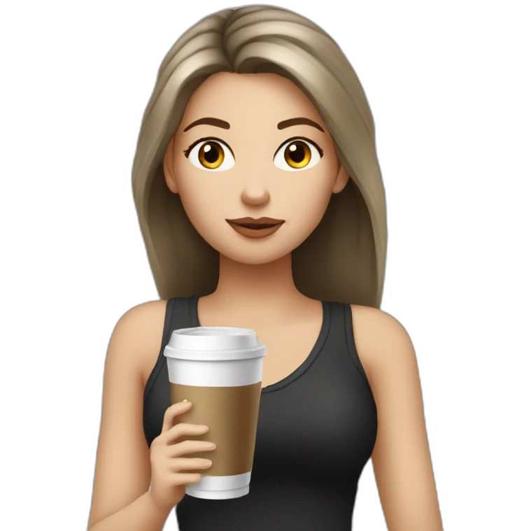White girl black  good clothes hair sipping cold coffee  emoji