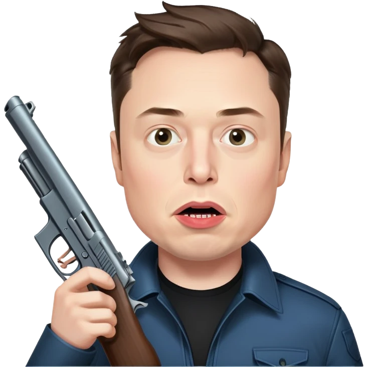 Elon Musk with a gun in his mouth emoji