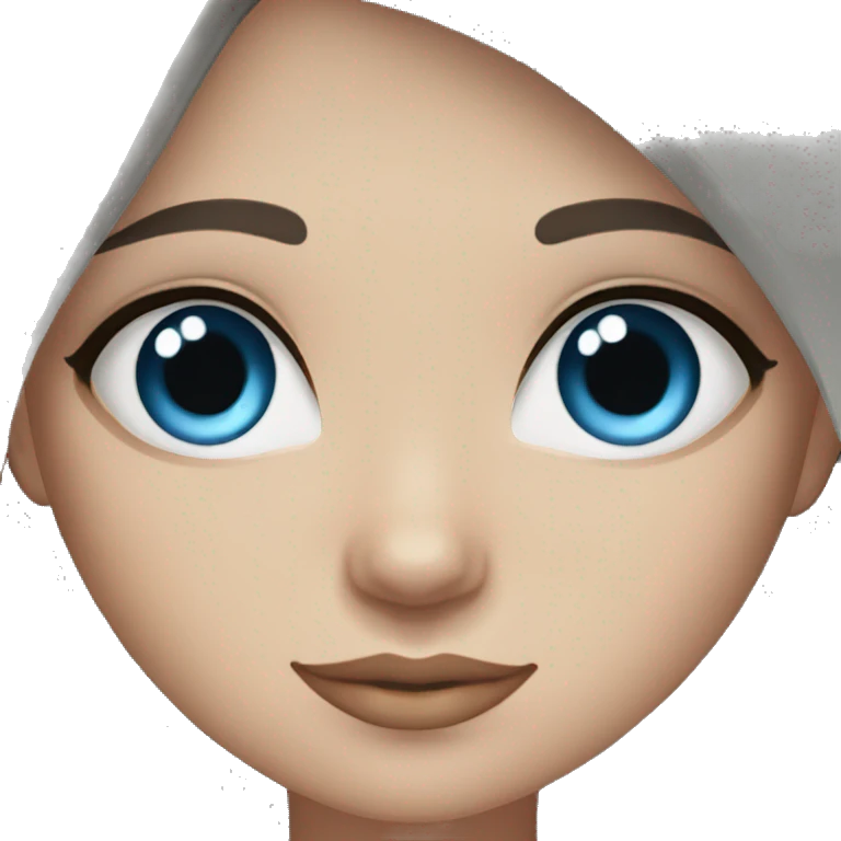 girl with straight dark brown hair and greyigh blue eyes and lashes emoji