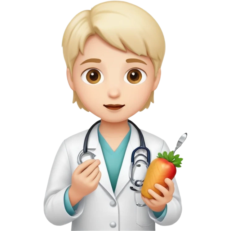 Cute doctor eats emoji