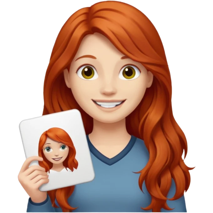Long haired redhead holding a LURK sign emoji