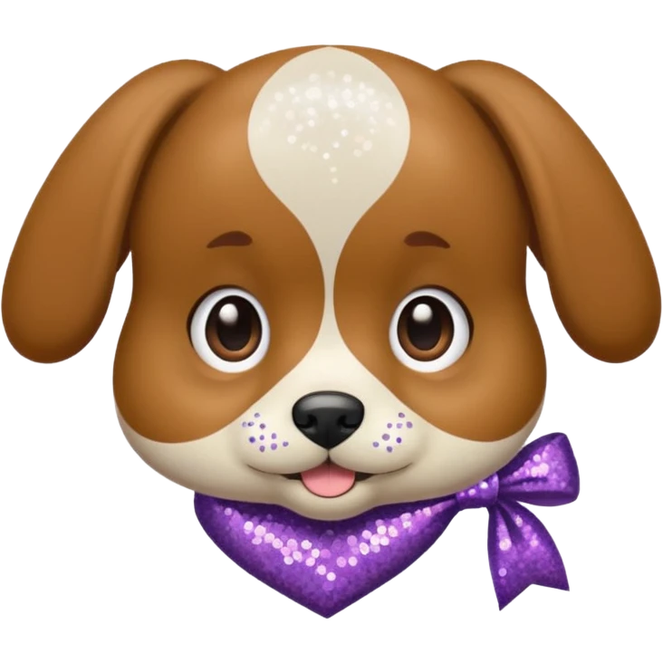 Cachorro com gravata roxa com glitter emoji