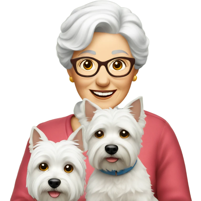Senior women with westie emoji