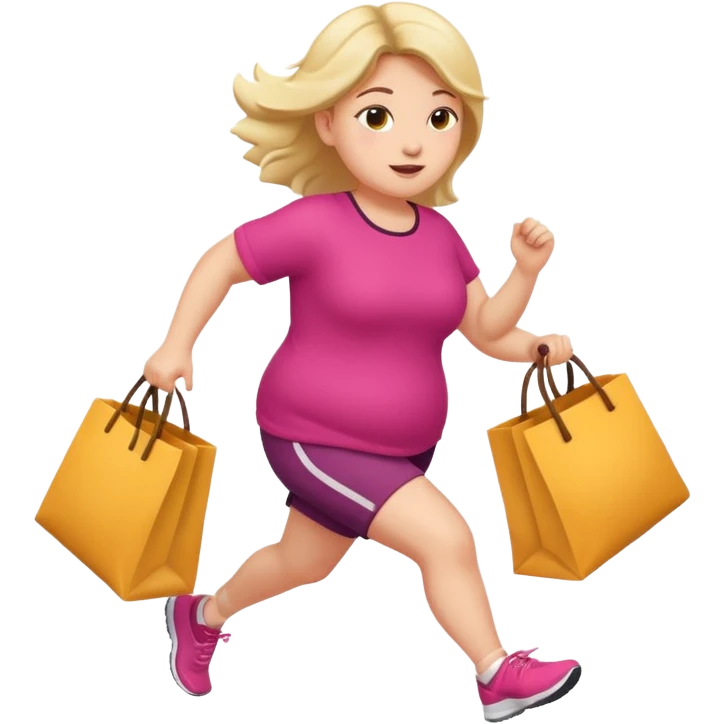 Big girl running with bags emoji