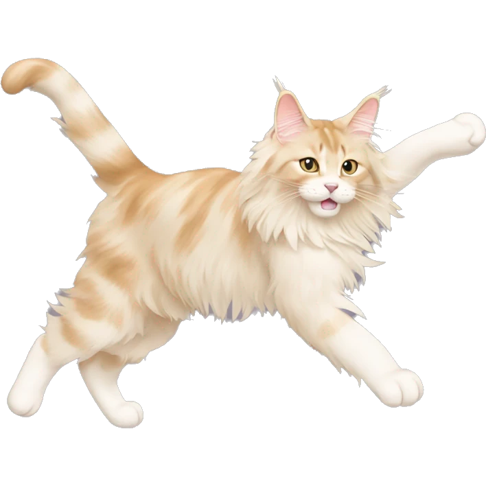 cream coloured maine coon doing a cartwheel emoji