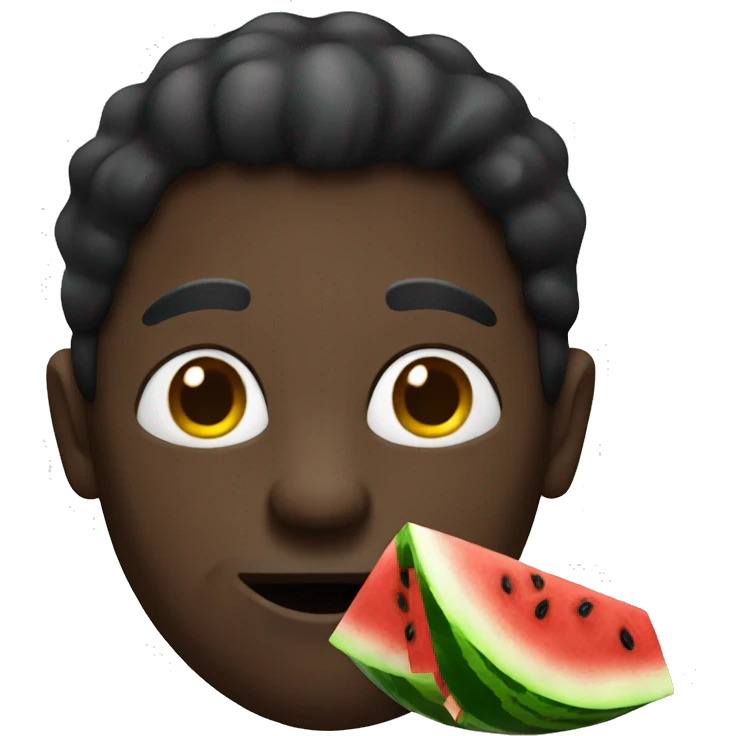 Dark  man eating watermelon emoji