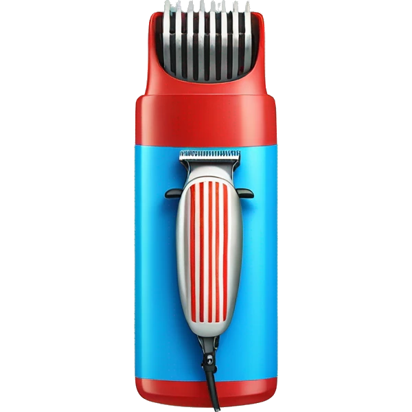 hair clipper with a barber pole near blue present box with red bow emoji