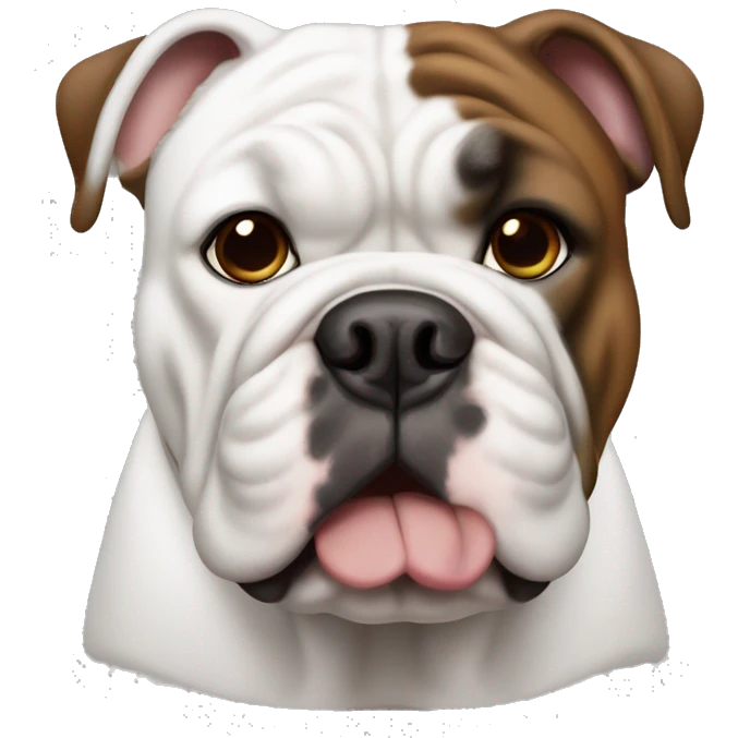 white,black, little brown english bulldog emoji