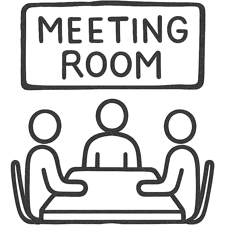 Meeting room in purple colors emoji