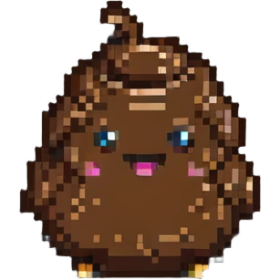 happy poop pixel art, smiling emoji