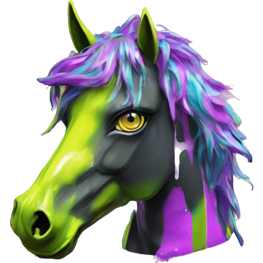 .Zombie_ Vaporwave black holographic oilslick zombie unicorn yellow caution tape graffiti Pegasus  emoji