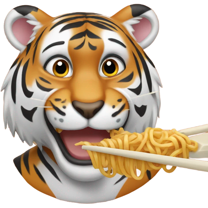 Tiger eating noodles emoji