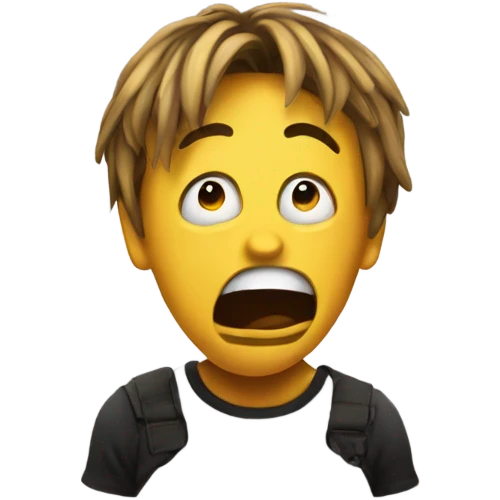 Terrified emoji with hearys emoji