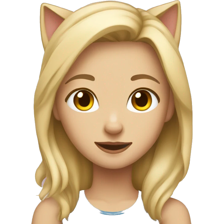 Blonde girl and tabby cat emoji