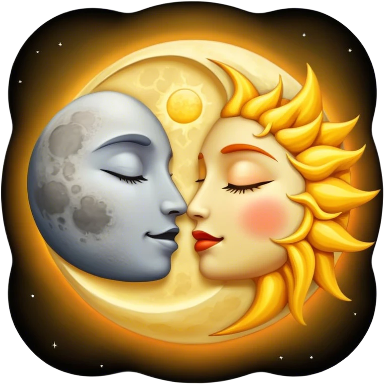 The moon kissing the sun goodnight emoji