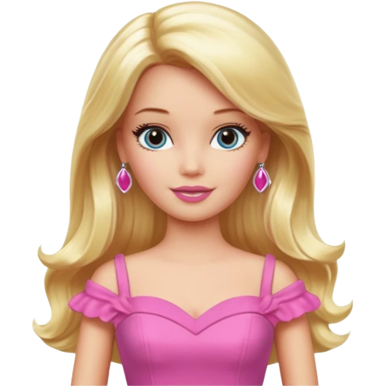 barbie, long blonde hair, pink dress emoji