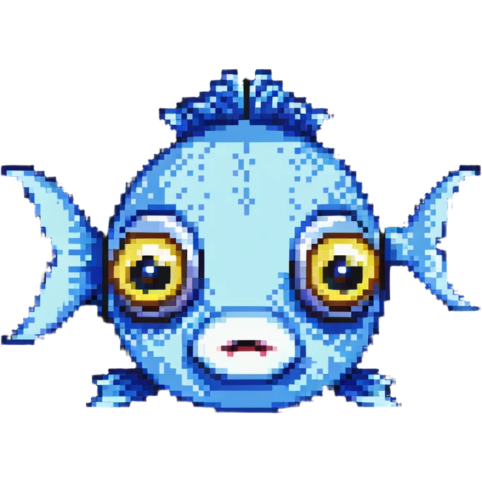 cute cartoon fish head logo with big eyes emoji