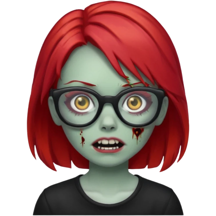 Red hair,black glasses,zombie girl emoji
