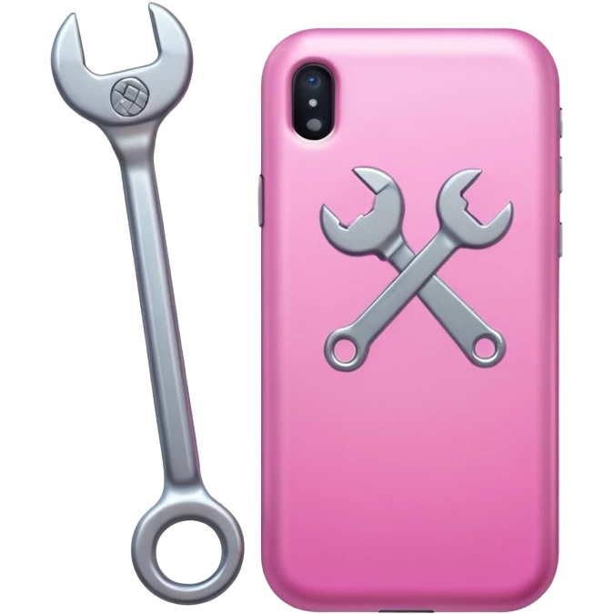 pink girly cellphone with a cute wrench emoji
