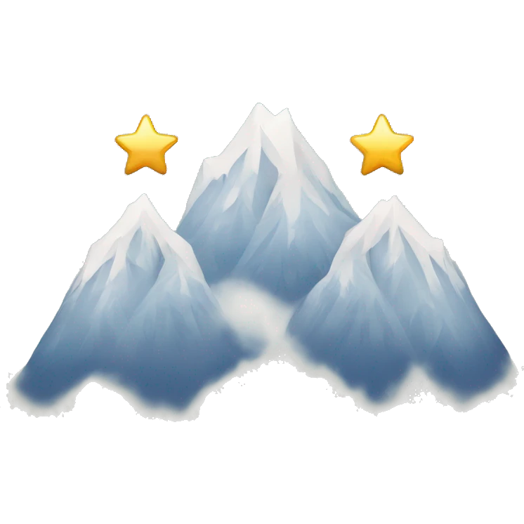 3 Snowy mountain tops with the one in the middle taller than the others, with 3 stars above them one star high than the other two emoji