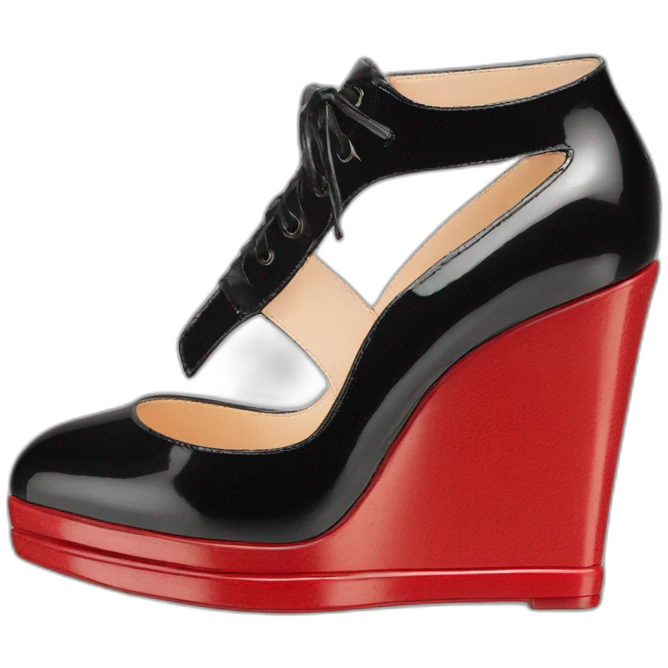 One WEDGE heel LOUBOUTIN black leather PATENT emoji