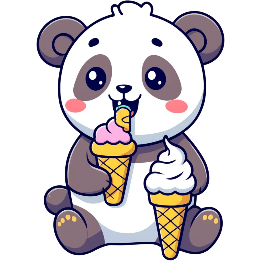 Panda eating ice cream emoji