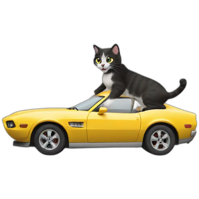Car fighting other cat emoji
