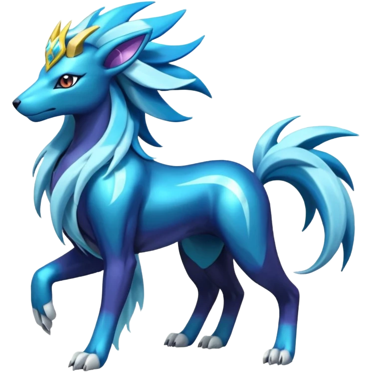 Shiny Dark Edgy Suicune-Cobalion-Manectric-Aurorus-Fakémon-hybrid-creature (full body)  emoji