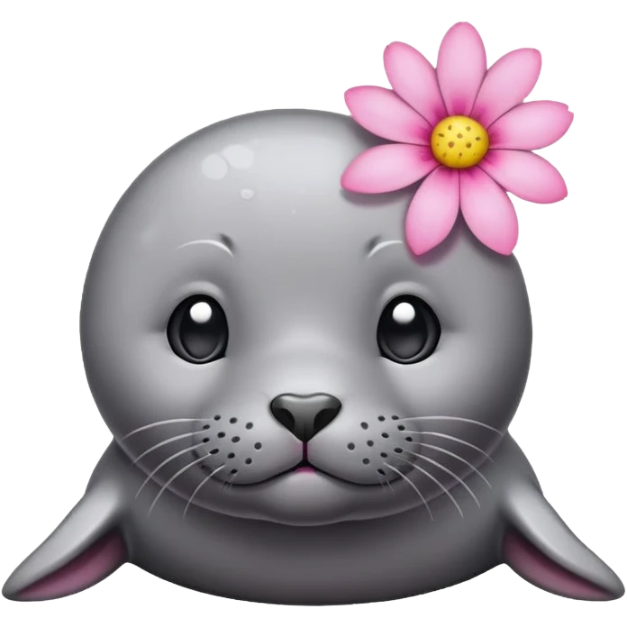 Seal  with the pink flower on the head emoji