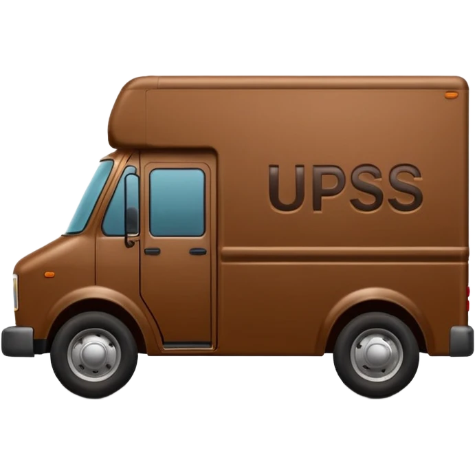 Brown delivery truck with the letters u p s on the side emoji