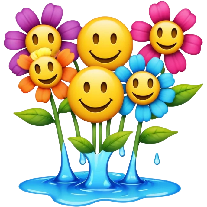 smiley melted garden flowers  emoji