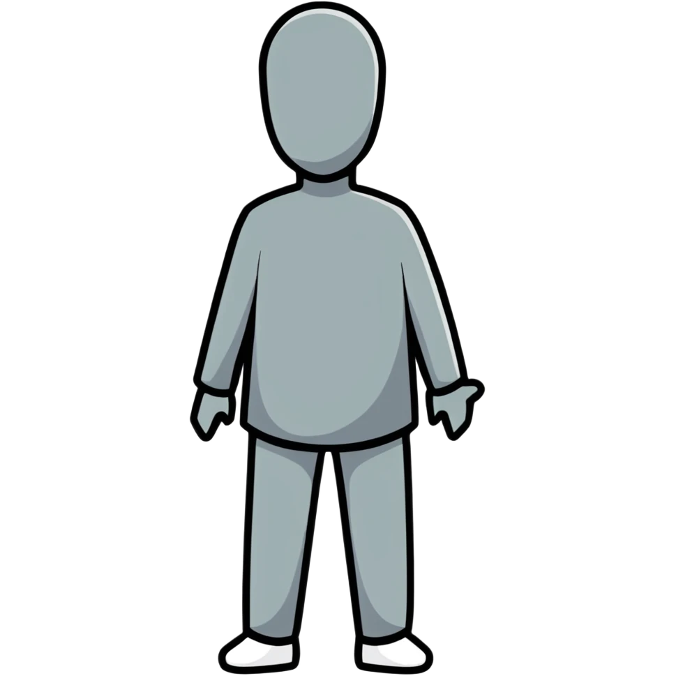 grey human silhouette with no facial features, no face, no eyes, no nose, no mouth, simple outline emoji