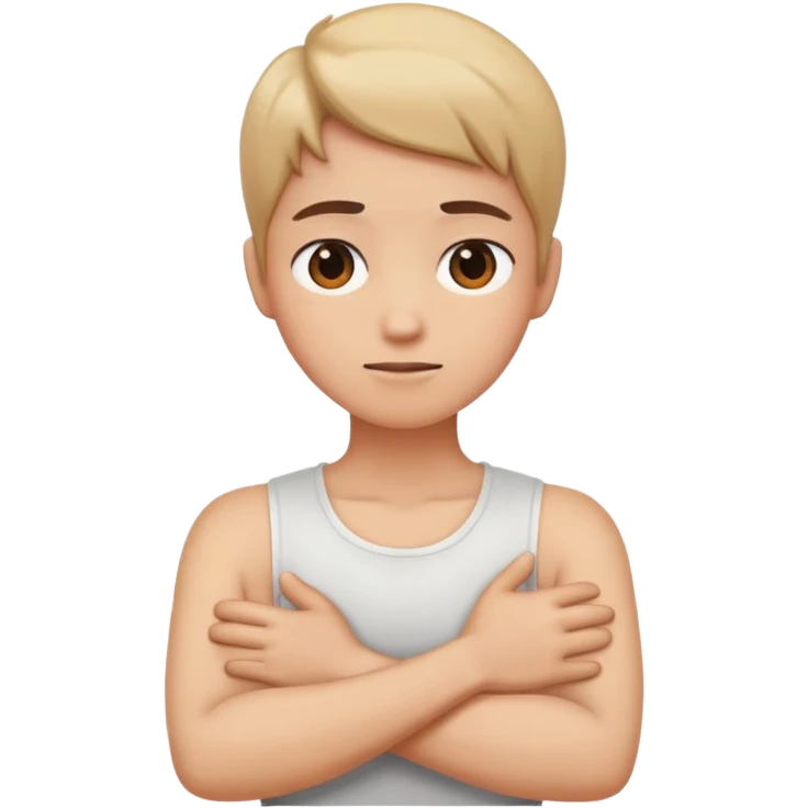 Arms crossed holding neck emoji