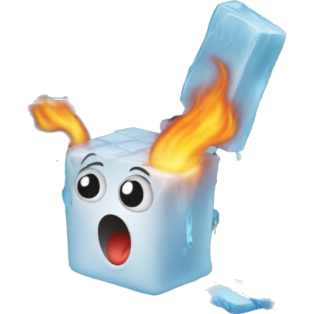 Ice block in middle of stove, screaming for help emoji