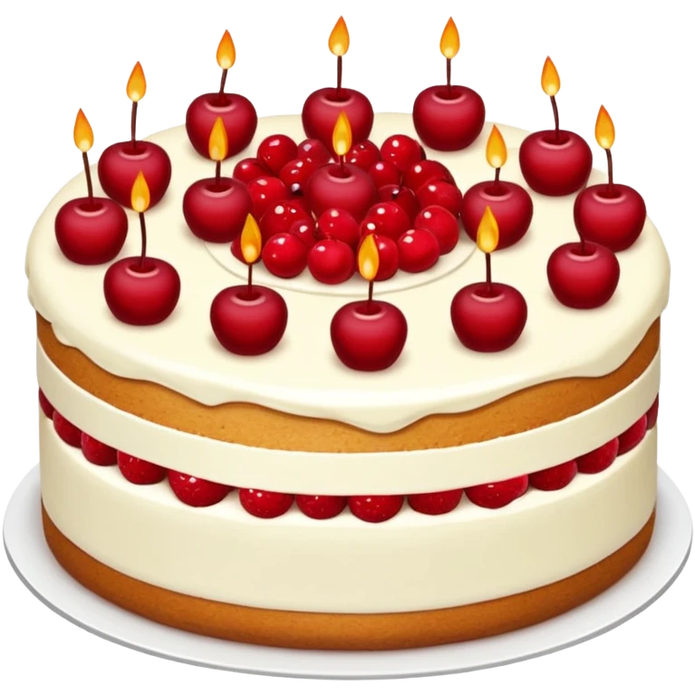 Sahnetorte mit einer einzelnen Kirsche darauf, klar erkennbar, ohne Text emoji