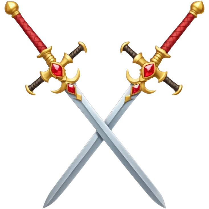 Golden fiery royal two crossed swrods with red gem and golden blade and golden handle emoji