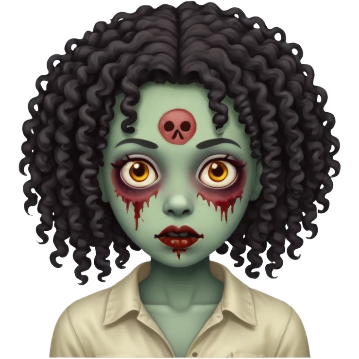 menina negra zumbis de cabelos cacheados  emoji